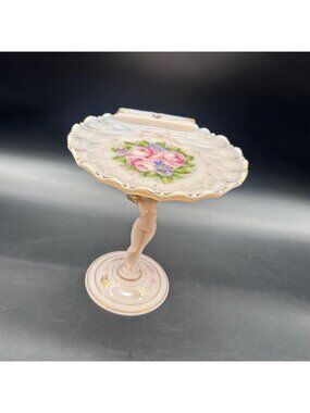 Cambridge Crown Tuscan Statuesque Nude Sea Shell Compote Charleton Roses Pink